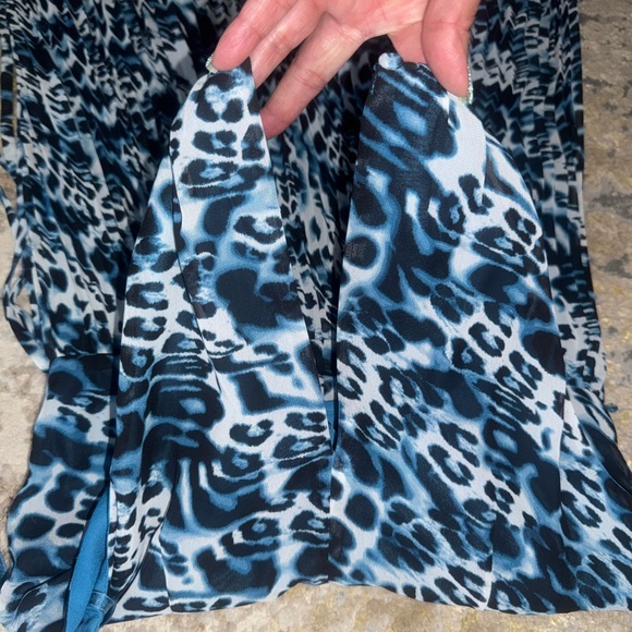 Caché Blue Leopard Print Maxi Dress S - Picture 4 of 5